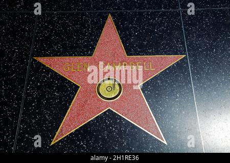 Glen Campbell star on Walk of Fame, Hollywood Boulevard, Hollywood, Los Angeles, Californie,ÉTATS-UNIS. Banque D'Images