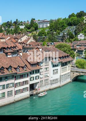 Bern, Switzerland - May 26, 2016: Architecture of the old European town, coastal landscape in Bern (Unesco Heritage), the capital of Switzerland. Stock Photo