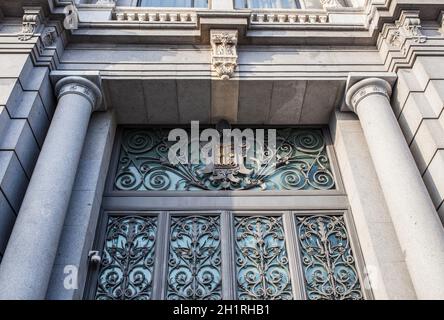 Siège principal de la Banque d'Espagne. Un des plus beaux exemples de l'architecture espagnole du XIXe siècle, Madrid, Espagne Banque D'Images