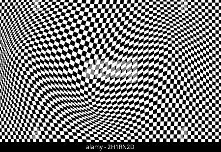 Modèle de tourbillon décoratif à motif abstrait carré noir et blanc et motif op art.Motif ondulé pour l'arrière-plan de la décoration de couverture. Vecteur d'illustration Illustration de Vecteur
