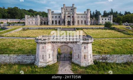 Vue aérienne du château de Lowther, Penrith, dans le Lake District, Cumbria, Royaume-Uni Banque D'Images