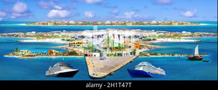 Collage depuis la vue sur Oranjestad à Aruba - magnifique île des Caraïbes. Banque D'Images