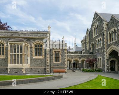 Paysage ensoleillé autour du musée Canterbury à Christchurch à New Zélande Banque D'Images