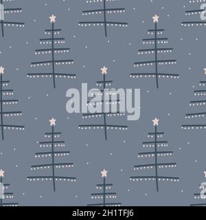Motif arbre sans couture avec symboles Noël et nouvel an.Joli imprimé vectoriel.Papier numérique.Elément de conception Illustration de Vecteur