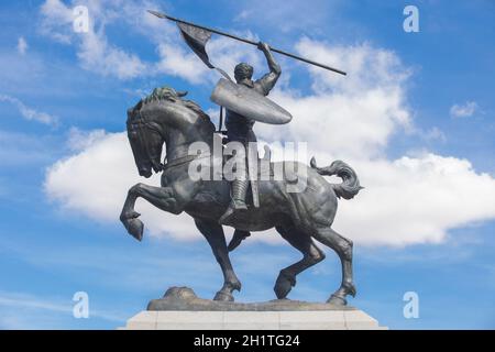 Séville, Espagne - 27 septembre 2020 : statue équestre El CID Campeador. Sculpté par Anna Hyatt Huntington en 1927 Banque D'Images