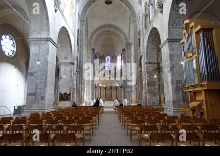 Gottesdienst à Gross St. Martin, romanische Basilika aus dem 12. Jahrhundert, Köln, Nordrhein-Westfalen, Allemagne Banque D'Images