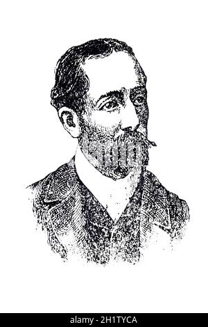 Portrait d'Amado Nervo. Poète, journaliste et éducateur mexicain. Gravure d'artiste inconnue Banque D'Images