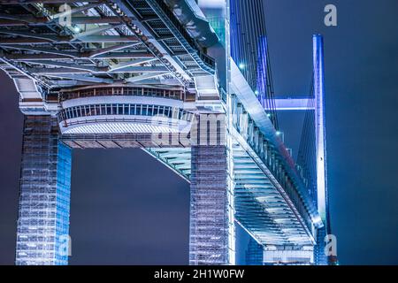 Nuit du pont de la baie de Yokohama (prise de Daikokufuto). Lieu de tournage : préfecture de kanagawa, ville de Yokohama Banque D'Images