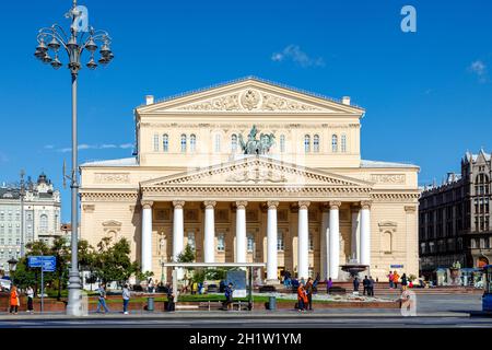 Moscou, Russie - 13 septembre 2018 : Théâtre Bolchoï sur la place Teatralnaya à Moscou, Russie. Célèbre et magnifique Ballet russe et site culturel Banque D'Images