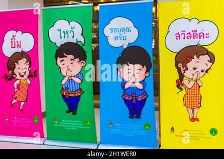 Bangkok Thaïlande 24. Mai 2018 exposition de bienvenue colorée à Bangkok Suvarnabhumi aéroport Amphoe Bang Phli Thaïlande. Banque D'Images