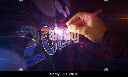 Illustration de rendu 3D hologramme futuriste de 2022 ans.Résumé concept de fond numérique. Banque D'Images