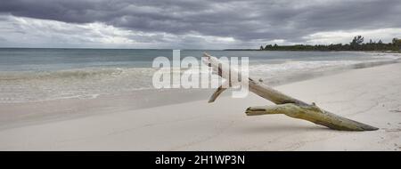 Bannière de la plage des Caraïbes à Xpu Ha au Mexique Banque D'Images