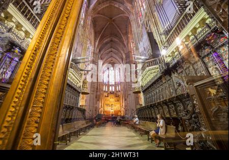 Leon, Espagne - 25 juin 2019: Leon Cathedral chorus, également appelé la Maison de la lumière, Espagne Banque D'Images