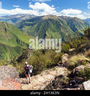 Sentier de randonnée de Choquequirao inca, chemin de Coquequirao à Machu Picchu au Pérou Banque D'Images