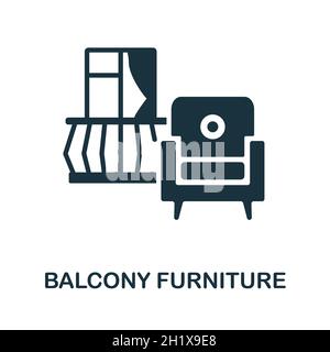 Icône mobilier de balcon.Panneau monochrome de la collection de balcons.Illustration de l'icône Creative Balcony Furniture pour le web design, infographies et plus encore Illustration de Vecteur