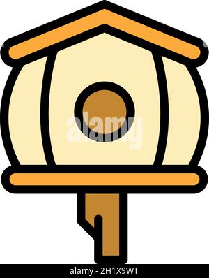 Icône de la maison des grands oiseaux.Contour grand oiseau maison vecteur icône couleur plat isolé Illustration de Vecteur