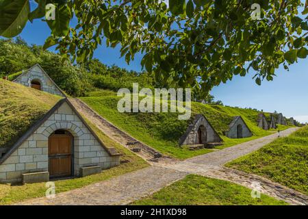 Gombos-hegyi pincesor à Hercegkut, site de l'UNESCO, Grande Plaine, Hongrie du Nord Banque D'Images