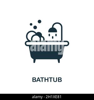 Icône baignoire.Panneau monochrome de la collection de la salle de bains.Illustration d'icône de baignoire créative pour la conception Web, les infographies et bien plus encore Illustration de Vecteur