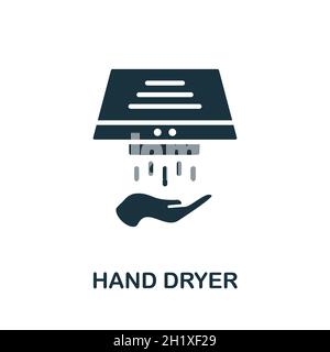 Icône du sèche-mains.Panneau monochrome de la collection de la salle de bains.Illustration de l'icône de la sèche-mains créative pour la conception Web, les infographies et bien plus encore Illustration de Vecteur