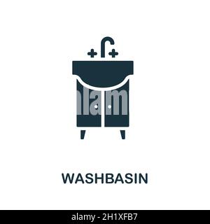 Icône de lavabo.Panneau monochrome de la collection de la salle de bains.Illustration d'icône de lavabo créative pour la conception Web, les infographies et plus encore Illustration de Vecteur