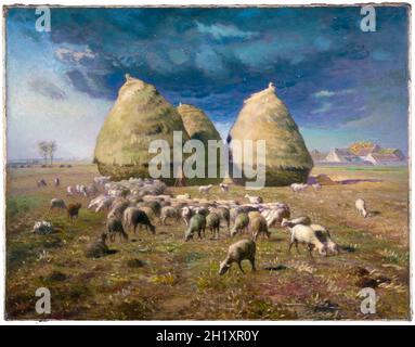 Jean François Millet, peinture de paysage, Haystacks: Automne, vers 1874 Banque D'Images