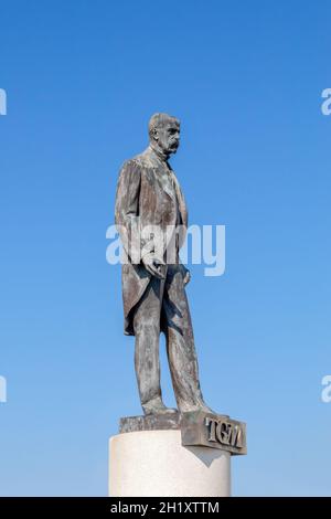 Statue de Tomas Garrigue Masaryk sur la place Hradcany près du château de Prague, République tchèque Banque D'Images