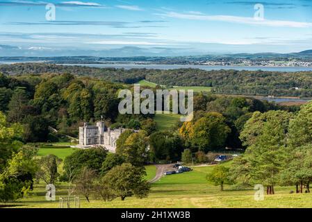 Vue sur Leighton Hall, Carnforth, Lancashire, Royaume-Uni Banque D'Images