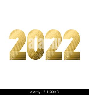 2022 Bonne Année.Arrière-plan de conception de couverture géométrique abstrait.illustration vectorielle de 2022 nombres en lignes fines et à rayures.Rapport annuel, bannière, Illustration de Vecteur