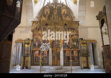 Autel, Klosterkapelle, Kloster Gonia Odigitria, Kreta, Griechenland Banque D'Images