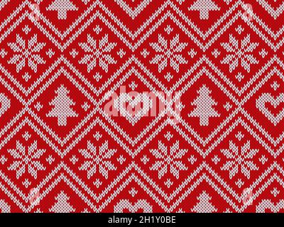 Motif tricoté sans couture avec flocons de neige, illustration vectorielle Illustration de Vecteur