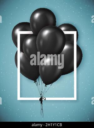 Affiche de solde du Vendredi fou avec ballons noirs réalistes. Illustration vectorielle. Illustration de Vecteur