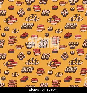 Arrière-plan transparent avec différents sushis, illustration vectorielle. Illustration de Vecteur