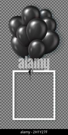 Affiche de solde du Vendredi fou avec ballons noirs réalistes. Illustration vectorielle. Illustration de Vecteur