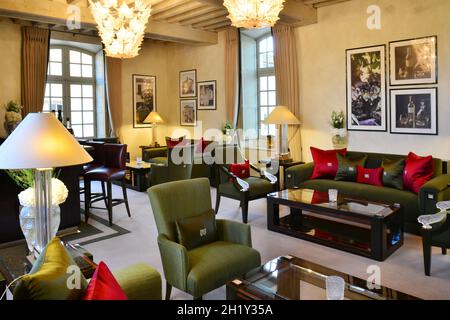 GIRONDE (33) SAUTERNES.BOMMES.L'HÔTEL CHÂTEAU LALAURIE PEYRAGUEY, PREMIER GRAND CRU CLASSE DE SAUTERNES EN 1855, PROPRIÉTÉ DE SILVIO DENZ, ÉGALEMENT PROPRIÉTAIRE Banque D'Images