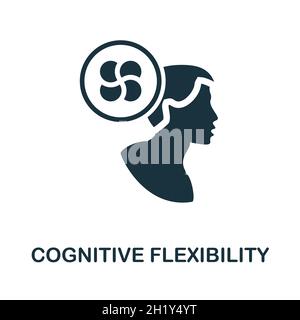 Icône de flexibilité cognitive.Signe monochrome de la collection de compétences cognitives.Illustration d'icône de flexibilité cognitive créative pour la conception de sites Web Illustration de Vecteur