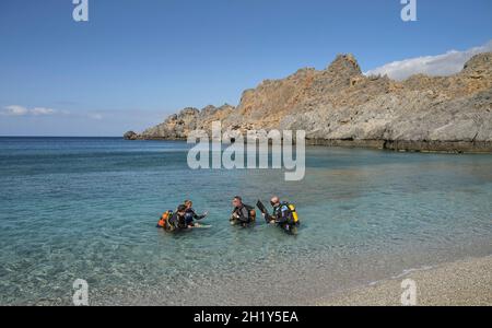 Plage de Sandstrand Skinaria, Südküste, Kreta, Griechenland Banque D'Images