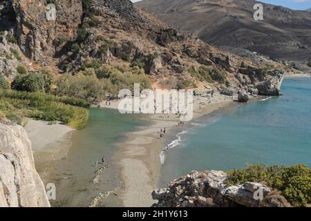 Südküste, Sandstrand, Preveli, Kreta, Griechenland Banque D'Images