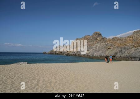 Plage de Sandstrand Skinaria, Südküste, Kreta, Griechenland Banque D'Images