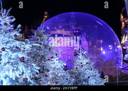 PRINCIPAUTÉ DE MONACO.PLACE DU CASINO.LUMIÈRES DE NOËL Banque D'Images