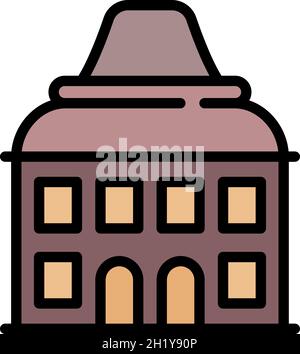 Icône du bâtiment d'appartement de Riga.Contour Riga appartement bâtiment vecteur icône couleur plat isolé Illustration de Vecteur