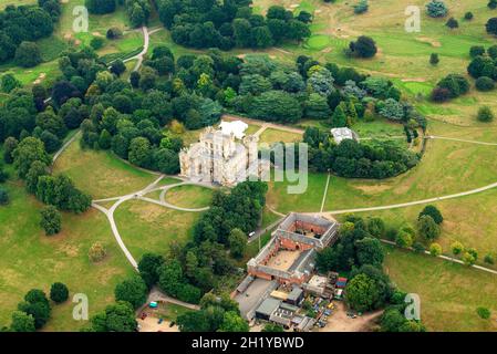 Image aérienne de Wollaton Hall et du parc Deer, Nottingham Notinghamshire Angleterre Banque D'Images