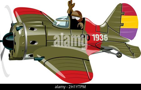 Vector Cartoon avion rétro.Format vectoriel EPS-10 disponible, séparé par des groupes pour une édition facile Illustration de Vecteur