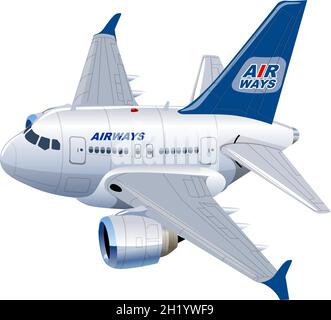 Vector Cartoon avion commercial.Format vectoriel EPS-10 disponible, séparé par des groupes pour une édition facile Illustration de Vecteur