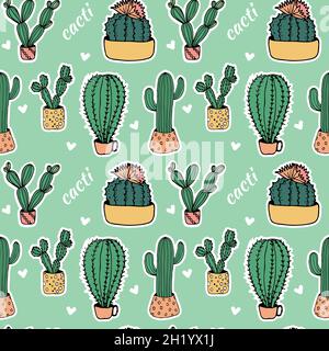 doodle illustration cactus noir sur blanc Illustration de Vecteur