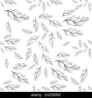 Motif plumes pastel sans couture.Arrière-plan sans couture avec plumes d'oiseau.Style boho Illustration de Vecteur