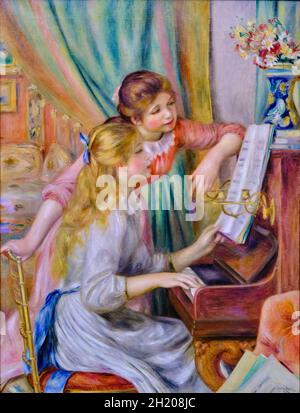 carte double- reproduction d'art- des jeunes filles au piano Renoir 1892