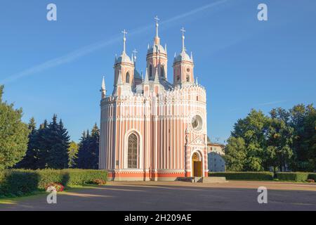 Église de la Nativité de Saint-Jean-Baptiste (Église de Chesme) lors d'une soirée ensoleillée de septembre.Saint-Pétersbourg, Russie Banque D'Images