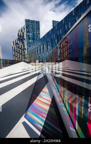 The Tide Walkway, Greenwich Peninsula, Londres, Angleterre, Royaume-Uni Banque D'Images