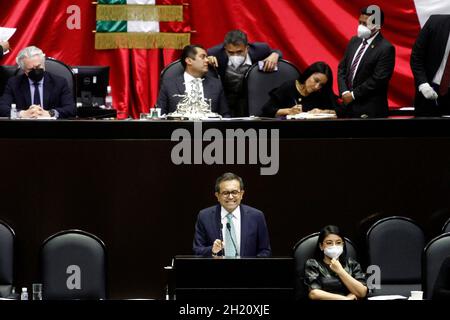 Non exclusif : le président de la Chambre des députés mexicaine, Sergio Gutierrez, et le président du Tribunal électoral de la magistrature de la Banque D'Images