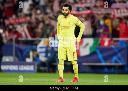 Madrid, Madrid, Espagne.19 octobre 2021.MOHAMED SALAH du FC Liverpool lors du match de football de la Ligue des champions entre l'Atlético de Madrid et le FC Liverpool au stade Wanda Metropolitano de Madrid, Espagne, le 19 octobre 2021 crédit : Ruben Albarran/ZUMA Wire/Alay Live News Banque D'Images